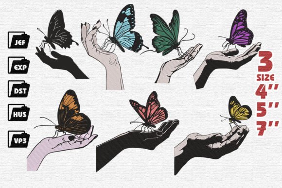 Review: Set of 7 Hand Holding a Butterfly Embroidery Designs
