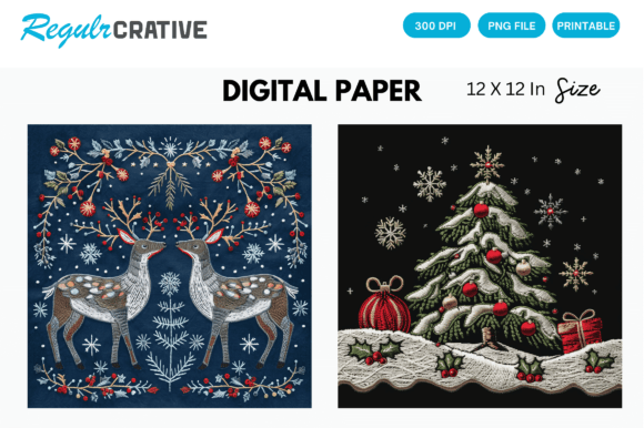 Reviewing Christmas Embroidery Digital Paper Pack