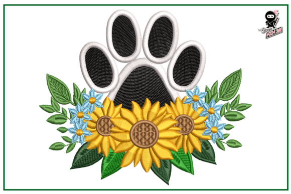 Sunflower with Paw Print Embroidery Review